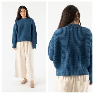 Shaina mote blue thick knit heavyweight perle sweater